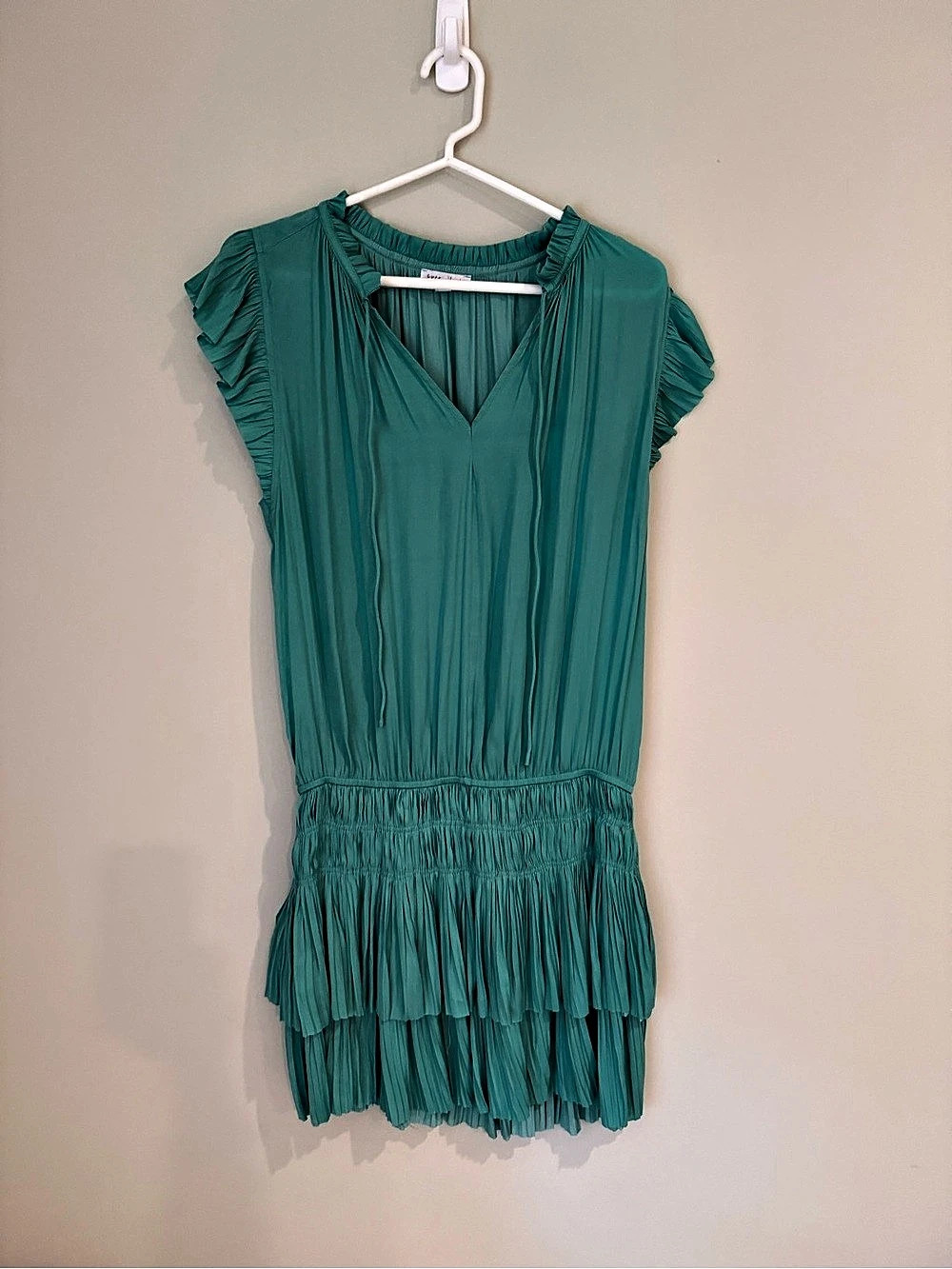 Current Air Green Pleated Ruffle Mini Dress Size M